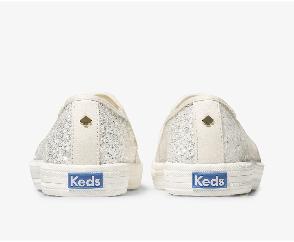 Slip Ons Keds Mujer Blancas - Kate Spade New York Double Decker Glitter - 461-WIGTRM